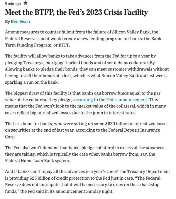 , BTFP The Latest Bank Bailout